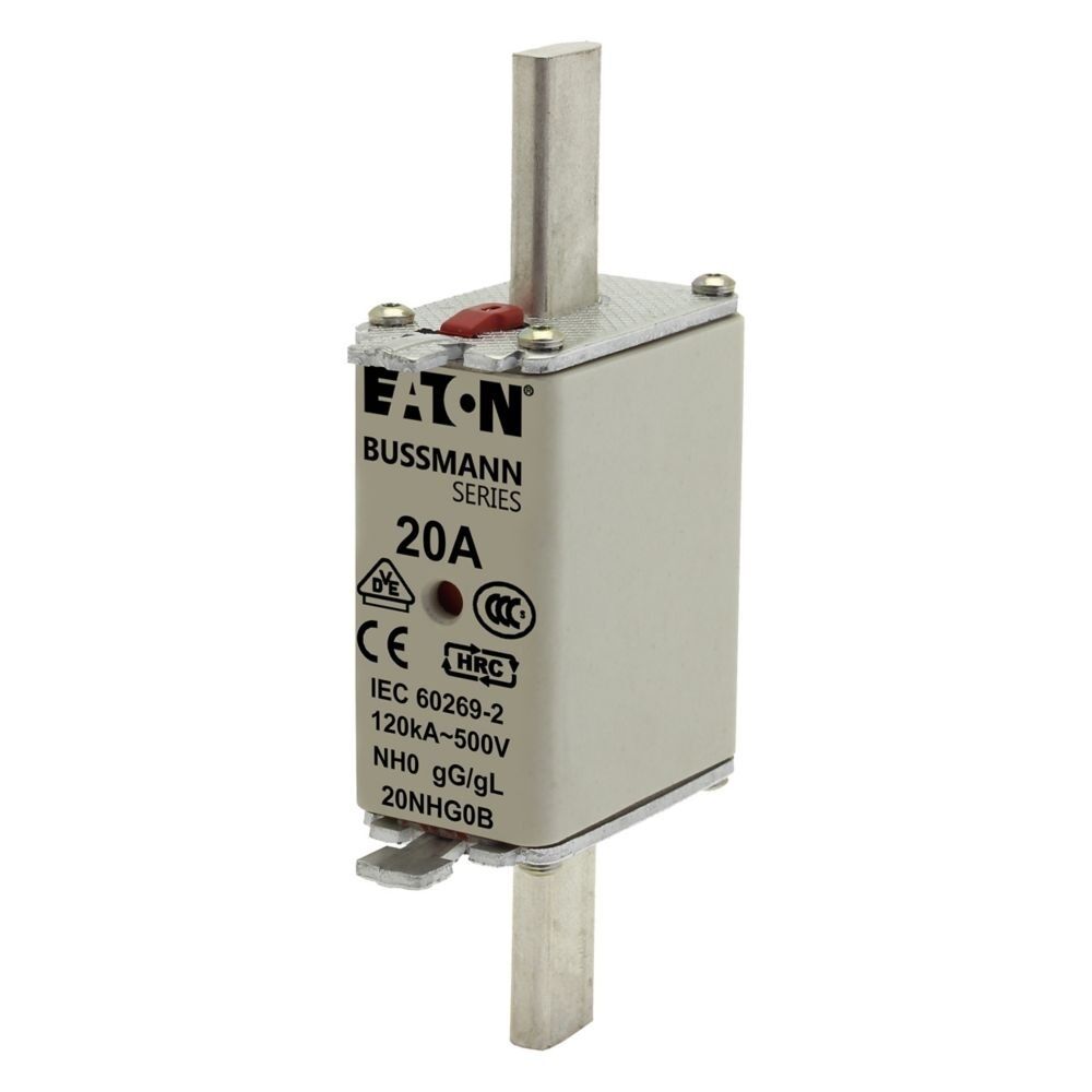 Eaton Sicherungseinsatz 20NHG0B Typ NH FUSE 20A 500V GL/GG SIZE 0 DUAL IN