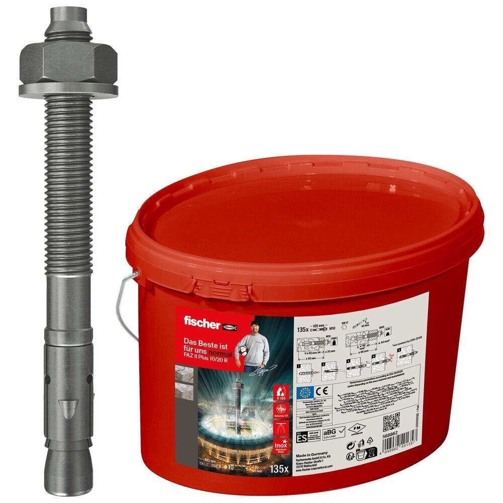Fischer Bolzenanker 568862 Typ Bolzenanker FAZ II Plus 10/20 R Eimer 
