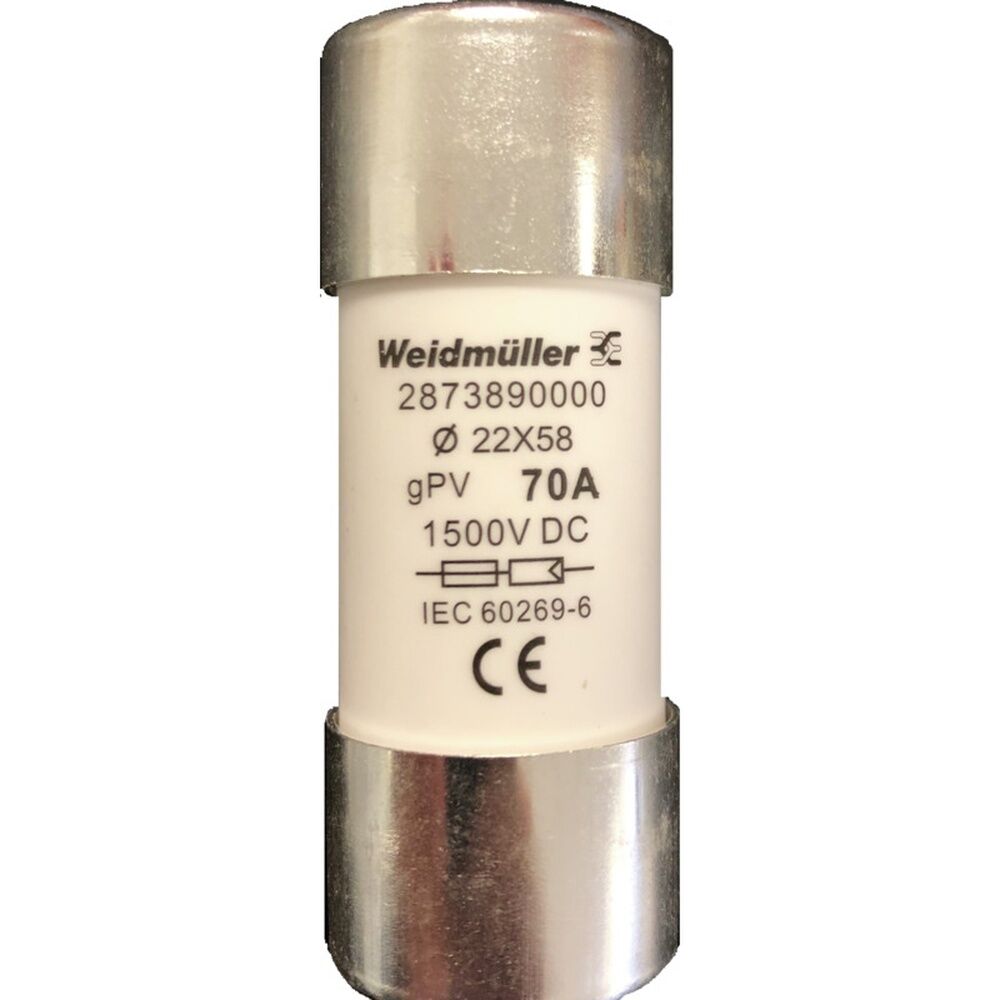Weidmüller Zylindrischer Sicherungseinsatz 2873890000 Typ FUSE WSFL 22X58 70A 1K5V GPV