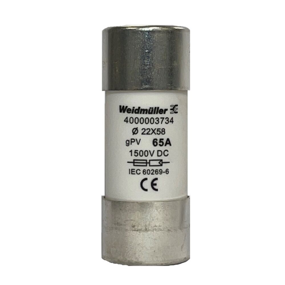 Weidmüller Zylindrischer Sicherungseinsatz 4000003734 Typ FUSE WSFL 22X58 65A 1K5V GPV