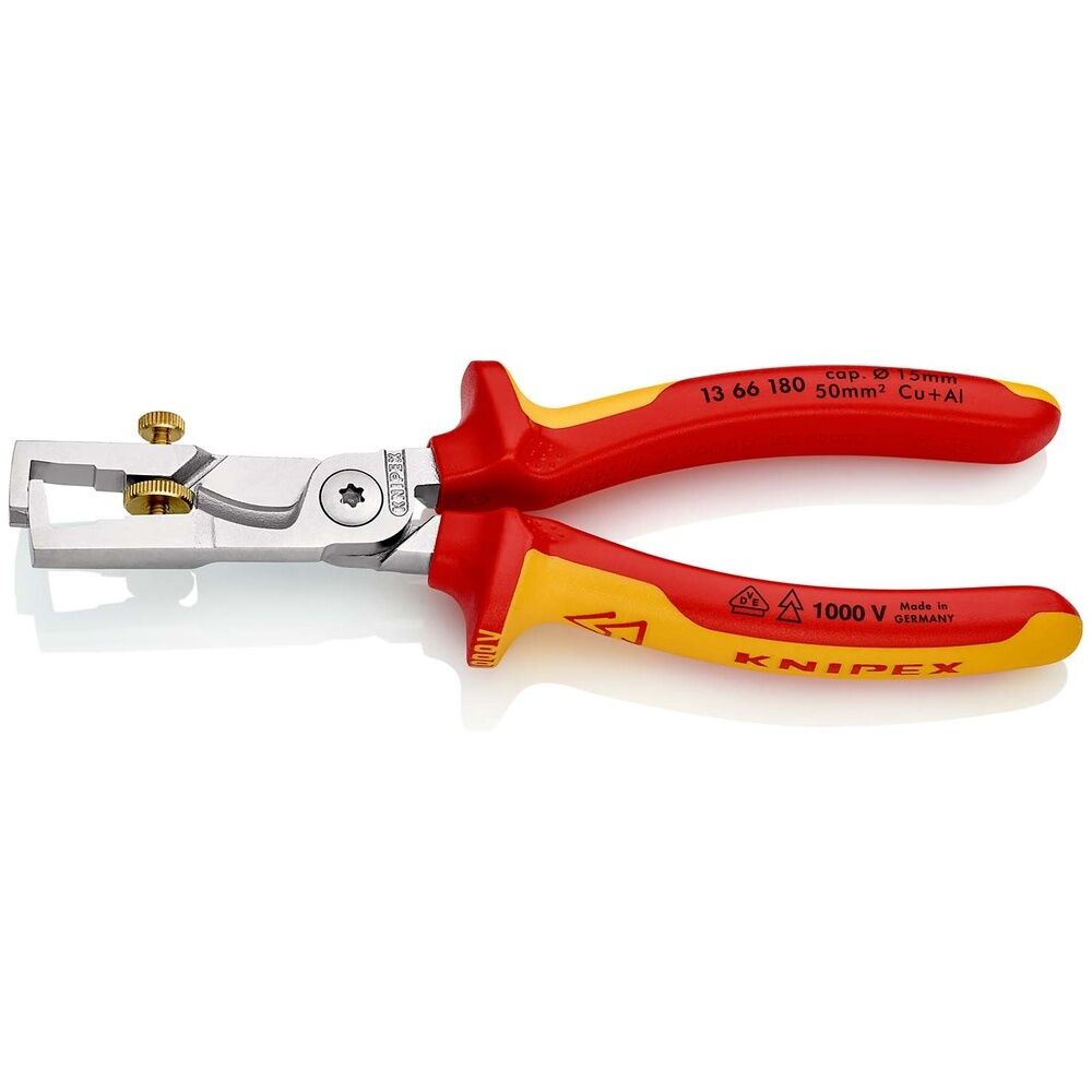 Knipex Kabelschere mit Abisolierfunktion 13 66 180 SB 