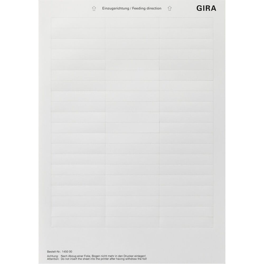 Gira Beschriftungsbögen 145000