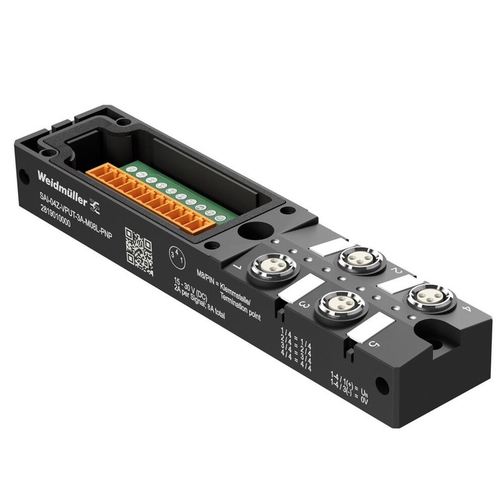 Weidmüller Passiver Sensor Aktor Verteiler 2819010000 Typ SAI-04Z-VPUT-3A-M08L-PNP