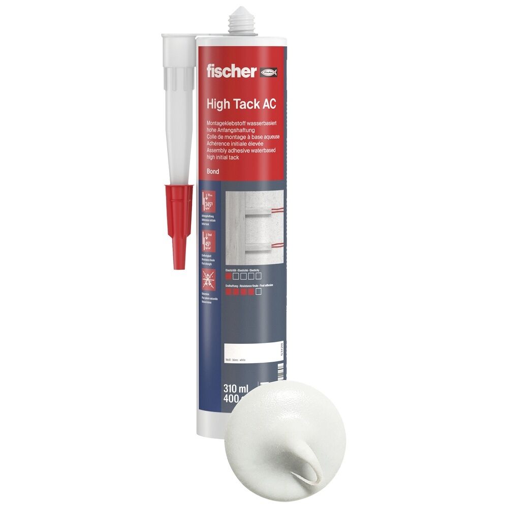 Fischer Montageklebstoff 053128 Typ fischer High Tack AC white 310ml (DE/FR/EN) 