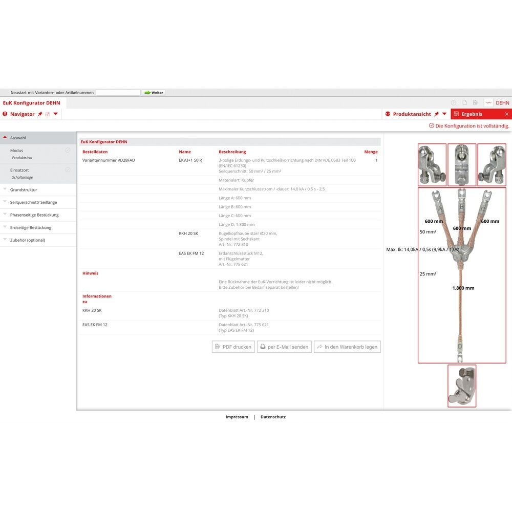 Dehn + Söhne Kurzschließvorrichtung VHBWUNH Typ EKV3+1 150 R VHBWUNH