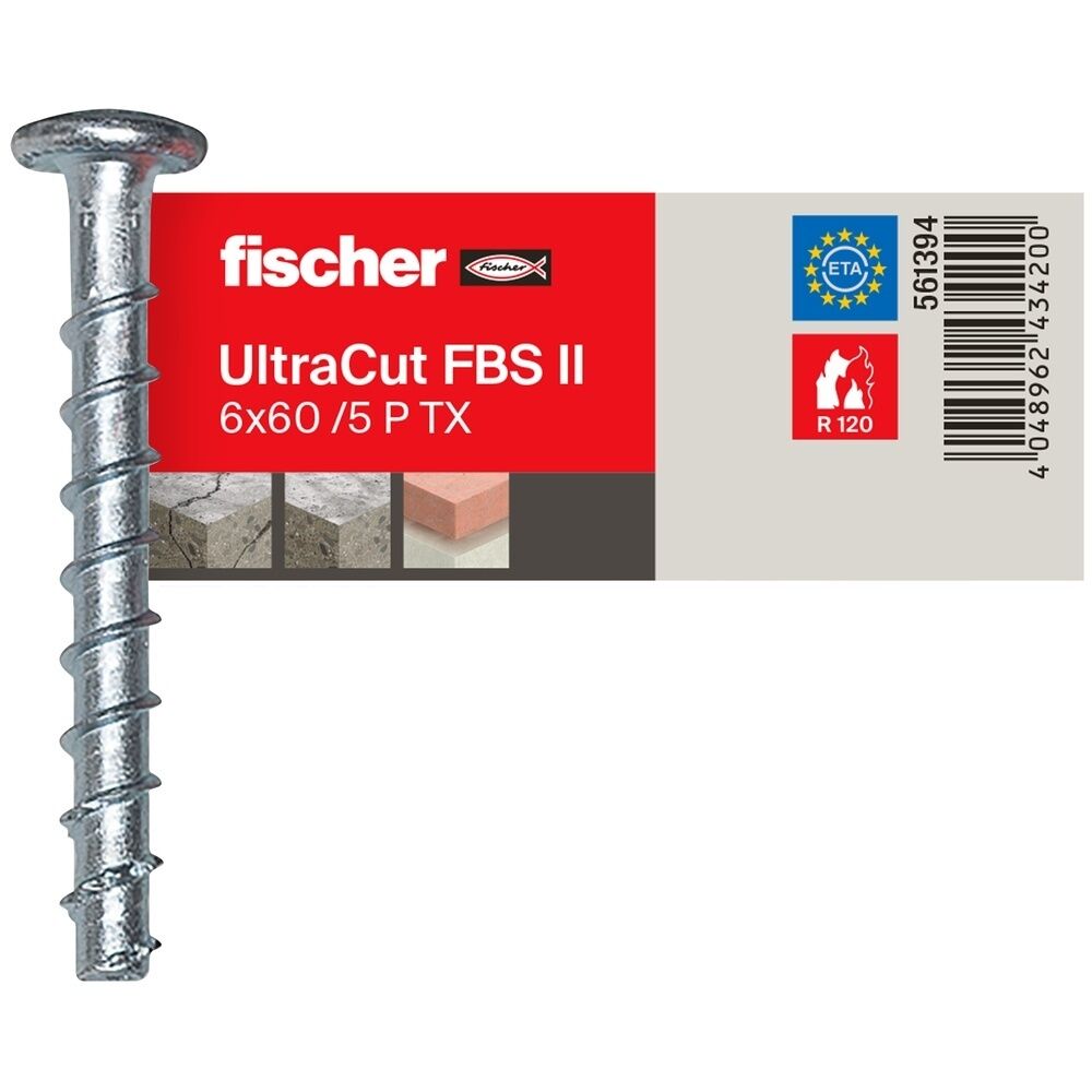 Fischer Betonschraube 561394 Typ FBS II 6x60/5 P E BETONSCHRAUBE