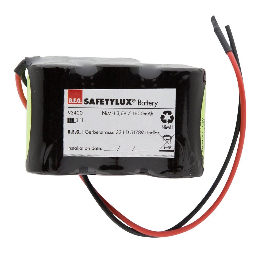 B.E.G. Brück Akku 93400 Typ Akku C-Pack NiMH 3,6 V 1,6 Ah 1 h 