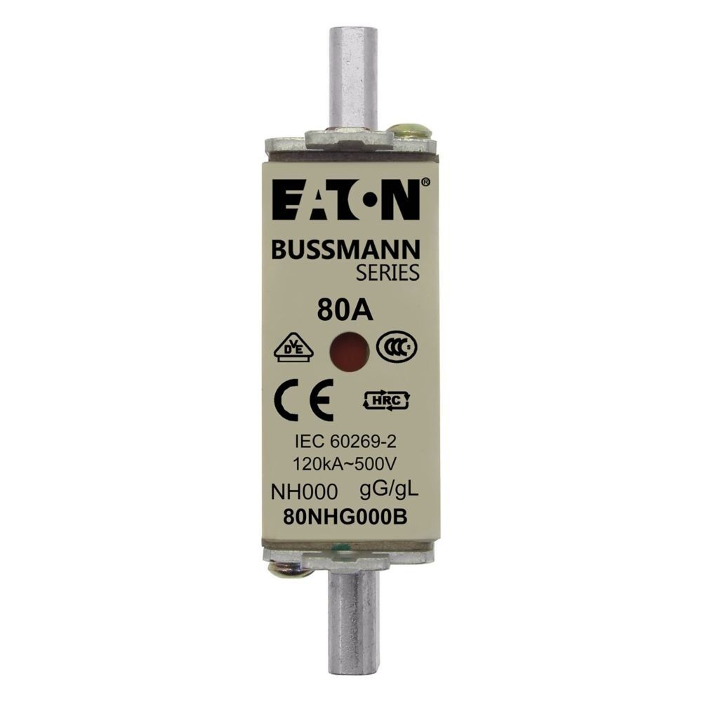 Eaton Sicherungseinsatz 80NHG000B Typ NH FUSE 80A 500V GL/GG SIZE 000 DUAL IN