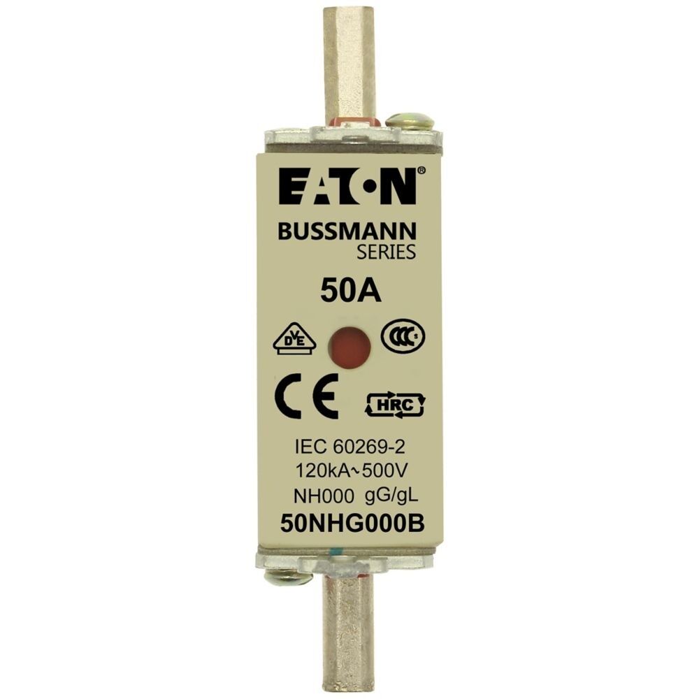 Eaton Sicherungseinsatz 50NHG000B Typ NH FUSE 50A 500V GL/GG SIZE 000 DUAL IN