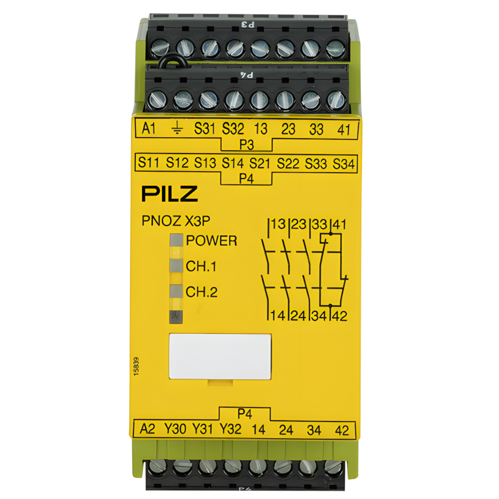 Pilz Sicherheitsschaltgerät 777313 Typ PNOZ X3P 24-240VACDC 3n/o 1n/c 1so