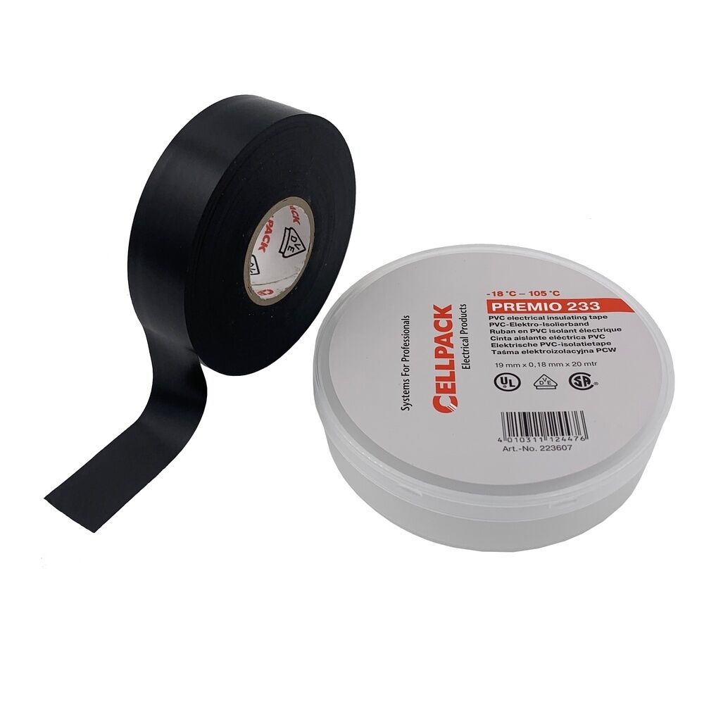 Cellpack PVC Elektro Isolierband 223607 Typ Premio 233/0.18-19-20/schwarz