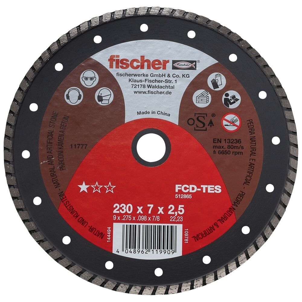 Fischer Diamanttrennscheibe 512865 Typ FCD-TES 230X2,5X22,23 DIA