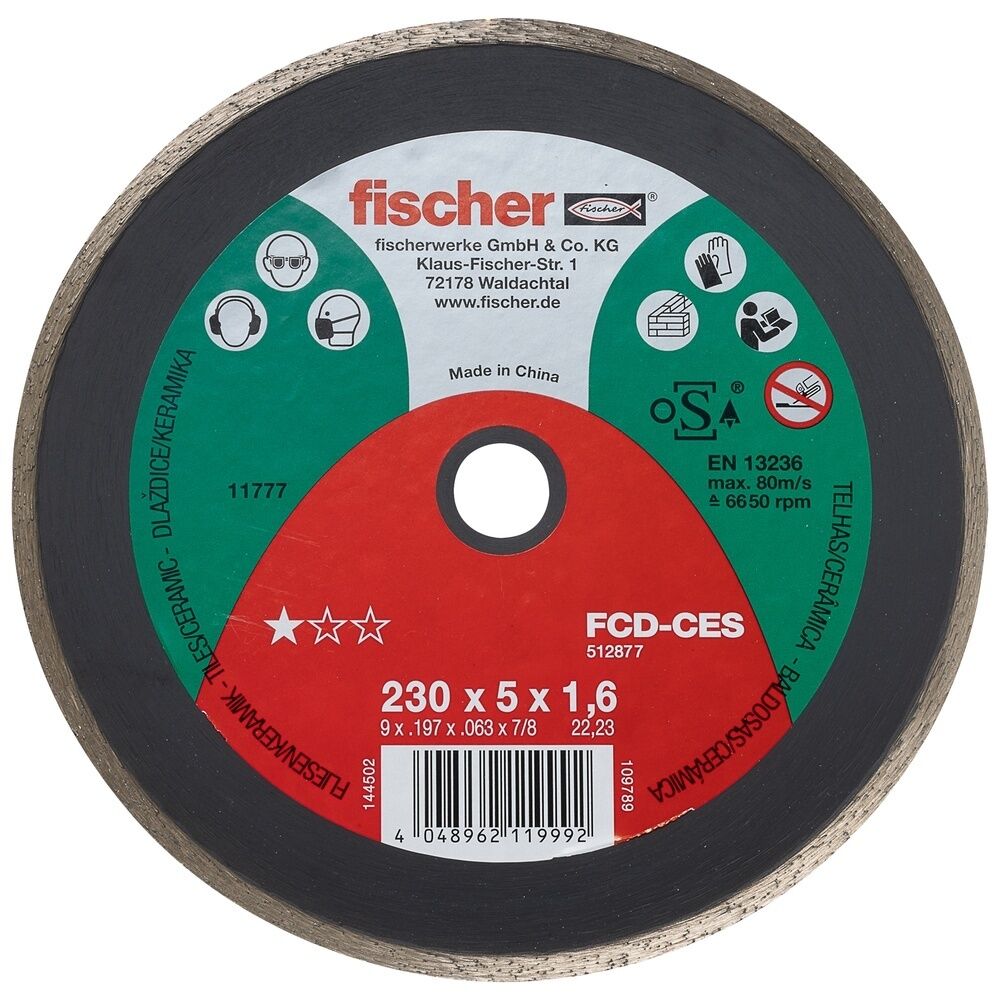 Fischer Diamanttrennscheibe 512877 Typ FCD-CES 230X1,6X22,23 DIA