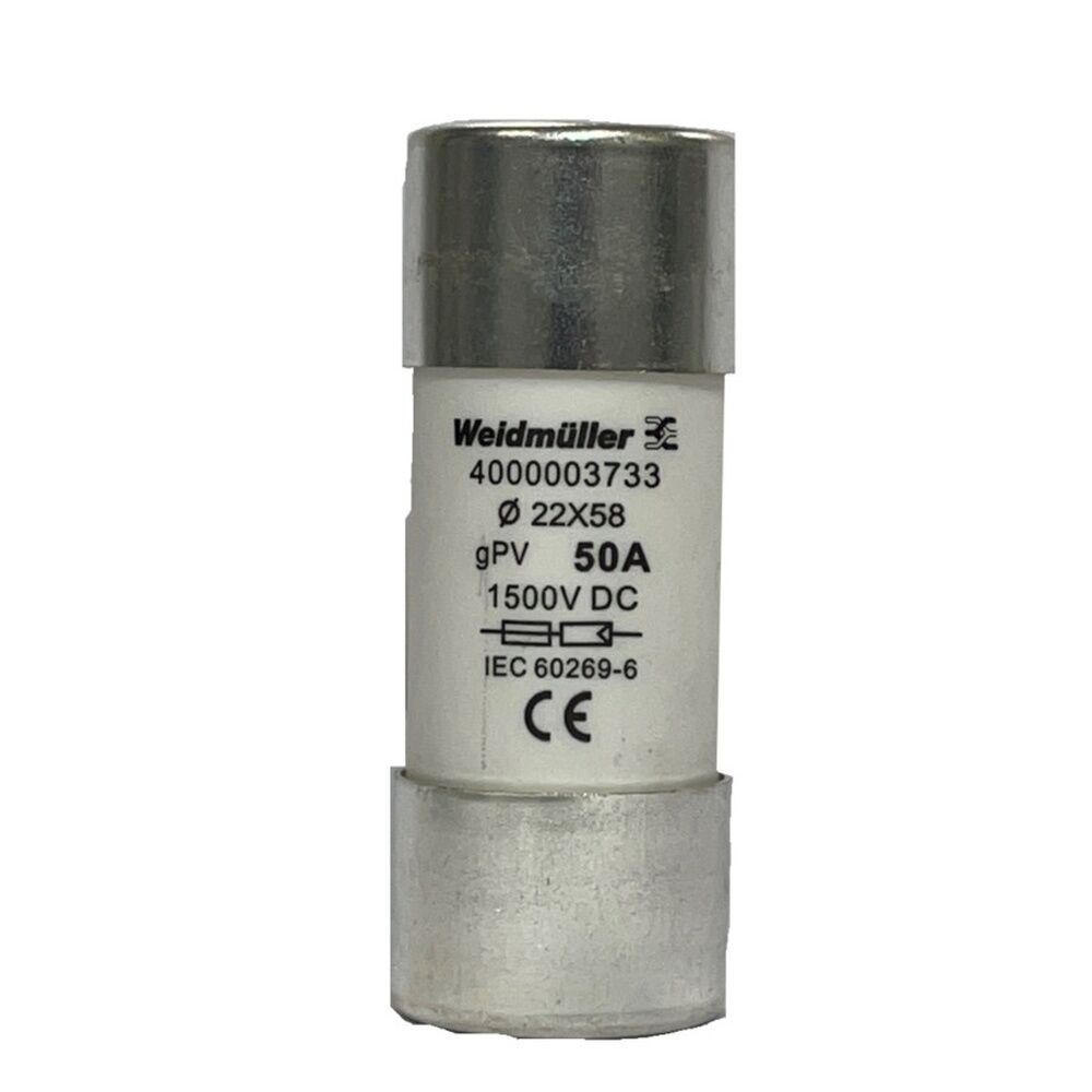 Weidmüller Zylindrischer Sicherungseinsatz 4000003733 Typ FUSE WSFL 22X58 50A 1K5V GPV