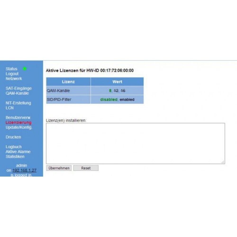 Astro Lizenz 00380977 Typ CI BOX Lizenz TLS