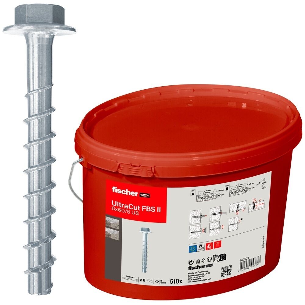 Fischer Betonschraube 563923 Typ Betonschraube FBS II 6x60 US Eimer (510)