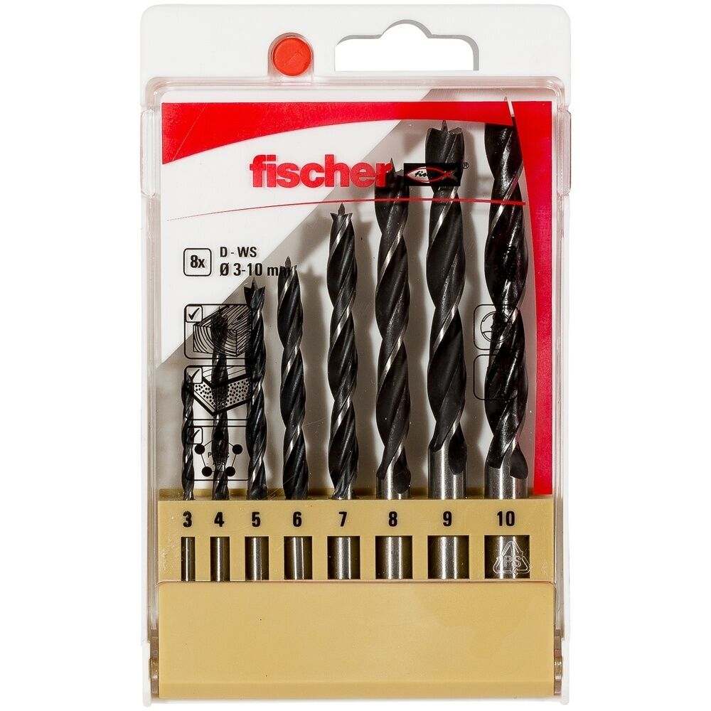 Fischer Holzbohrer 536609 Typ D-WS Set 3-10mm 8pcs P 