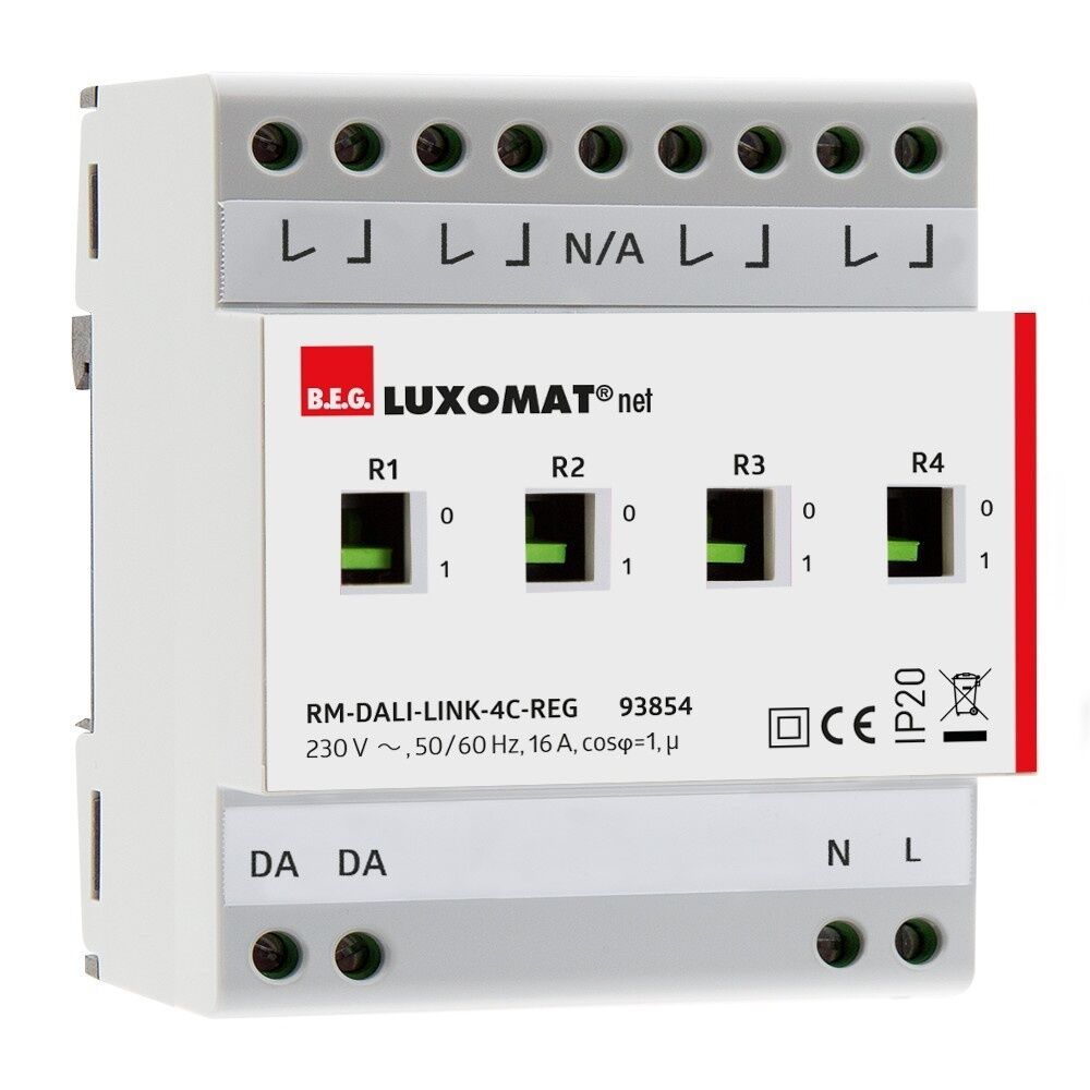 B.E.G. Brück Relaismodul 93854 Typ RM-DALI-LINK-4C-REG weiß