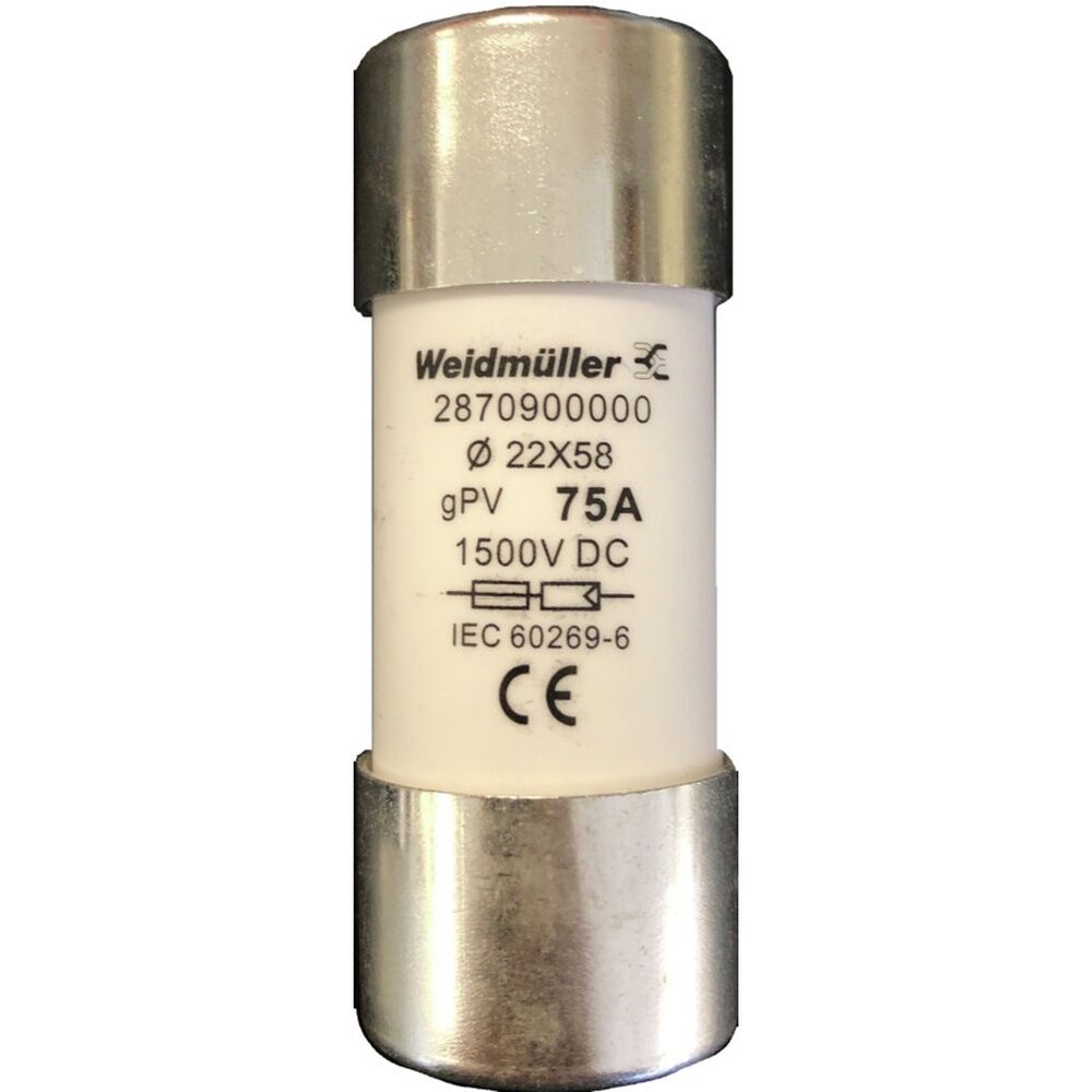 Weidmüller Zylindrischer Sicherungseinsatz 2870900000 Typ FUSE WSFL 22X58 75A 1K5V GPV