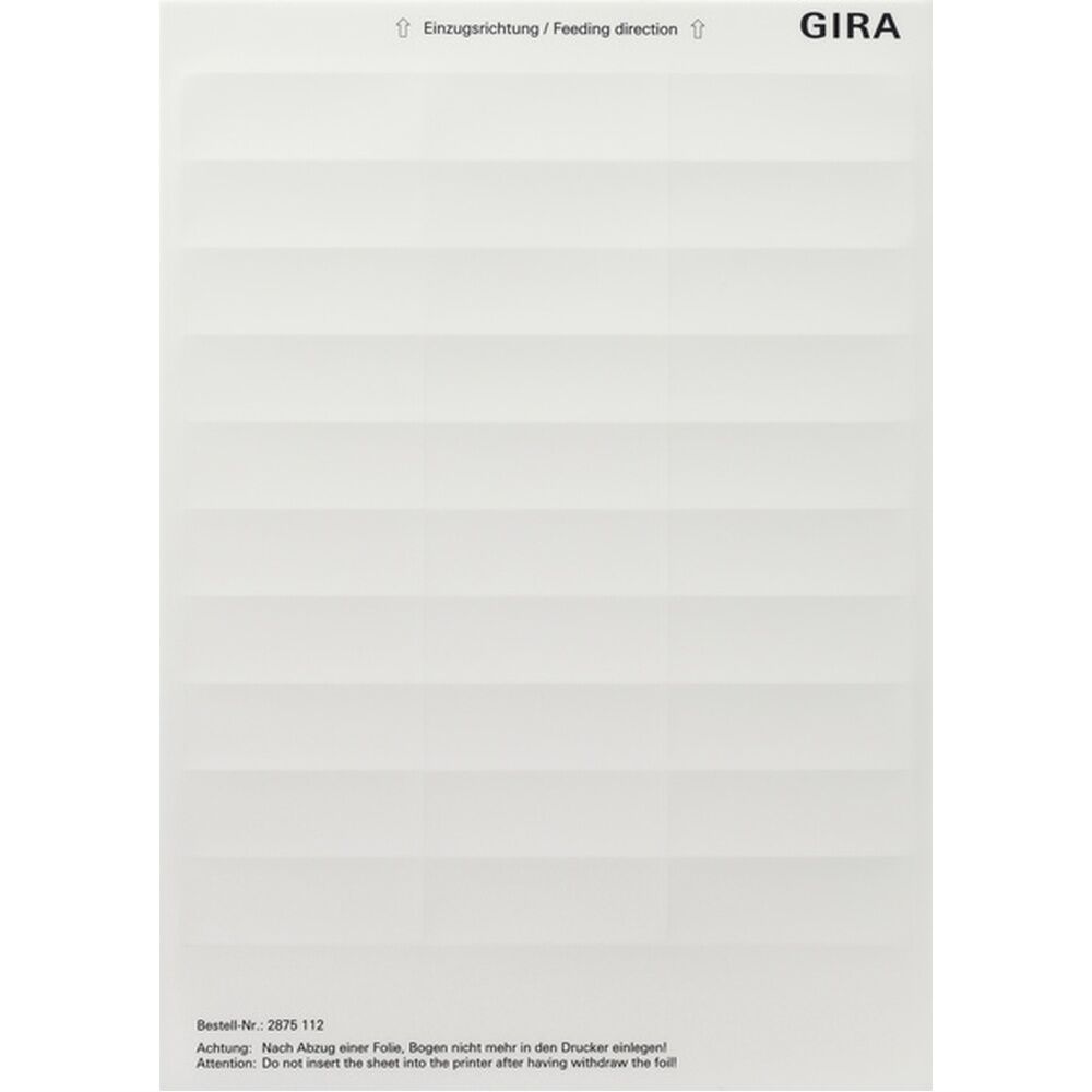 Gira Beschriftungsbögen 2875112