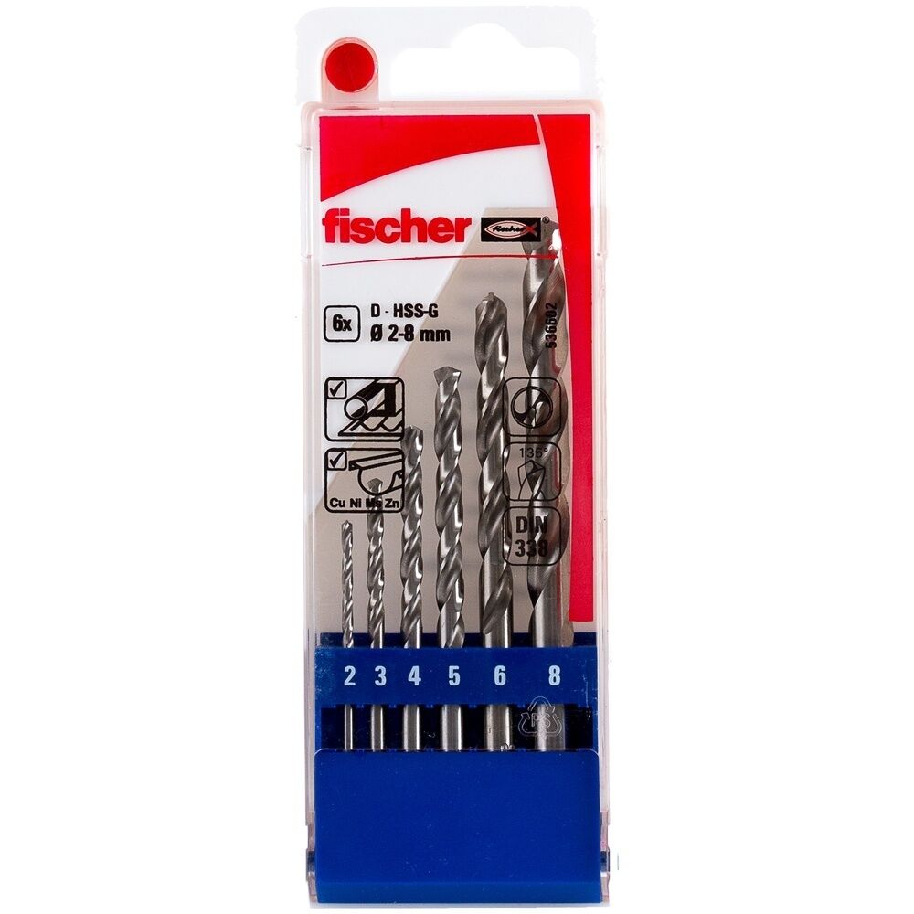 Fischer Spiralbohrer 536602 Typ HSS-G Set 2-8mm 6pcs P