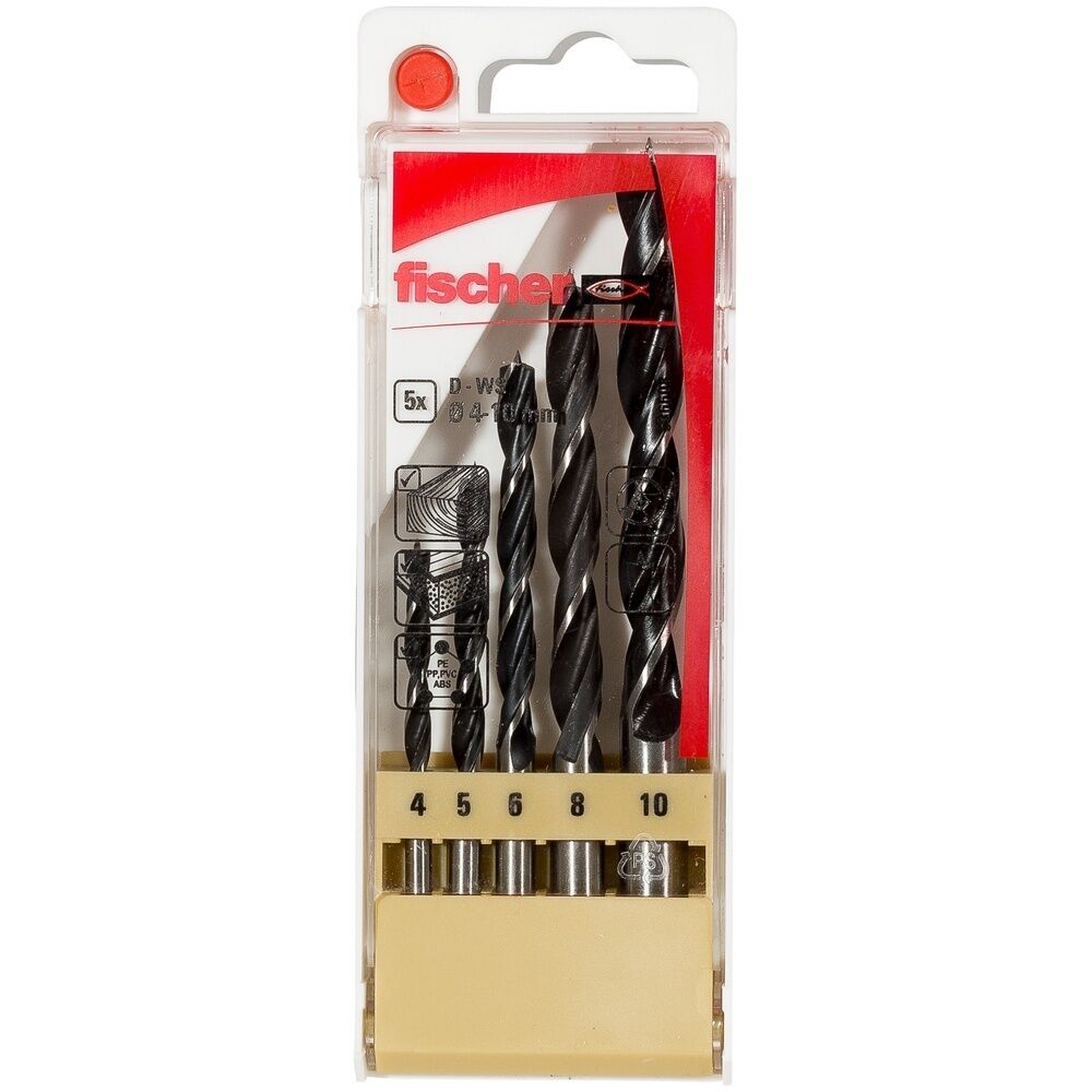 Fischer Holzbohrer 536608 Typ D-WS Set 4-10mm 5pcs P 