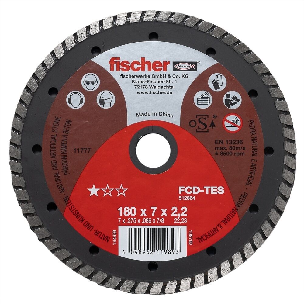 Fischer Diamanttrennscheibe 512864 Typ FCD-TES 180X2,2X22,23 DIA