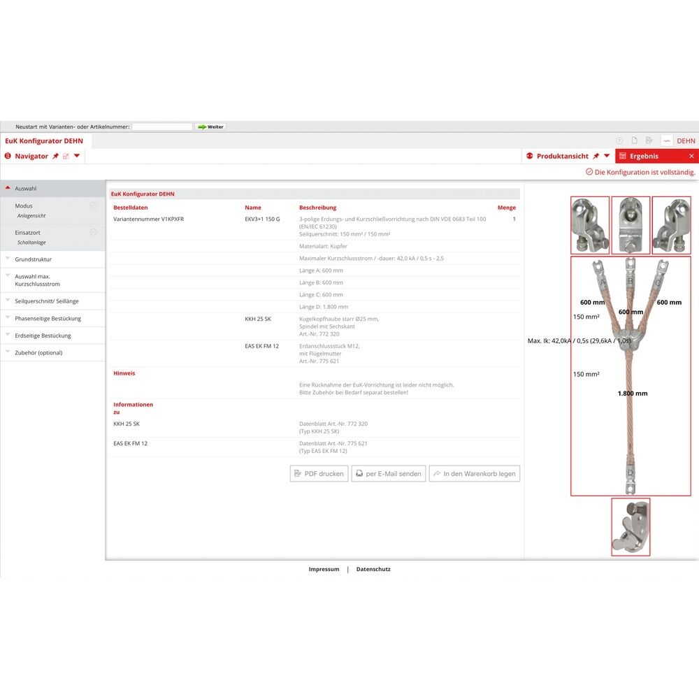 Dehn + Söhne Kurzschließvorrichtung V1KPXFR Typ EKV3+1 150 G V1KPXFR